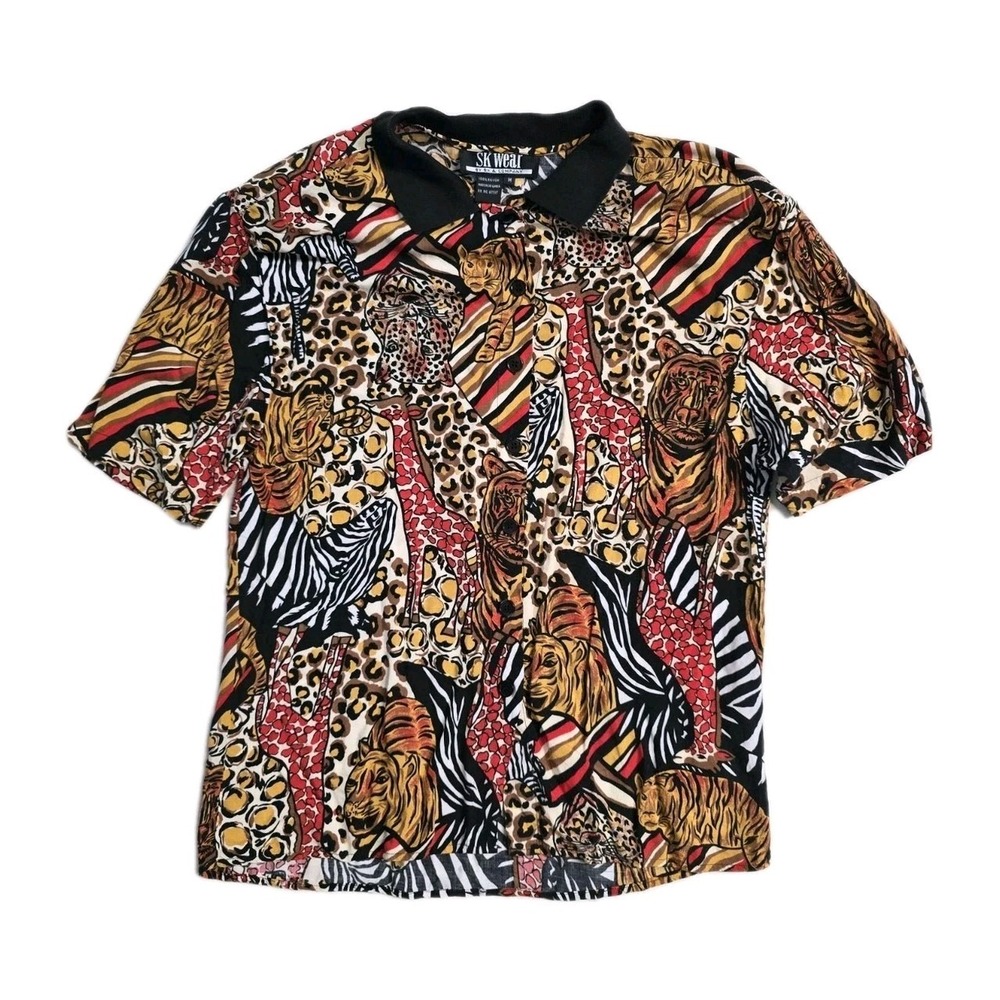 Vintage‎ Women's Blouse African Safari  Sk WEAR M Button-Up